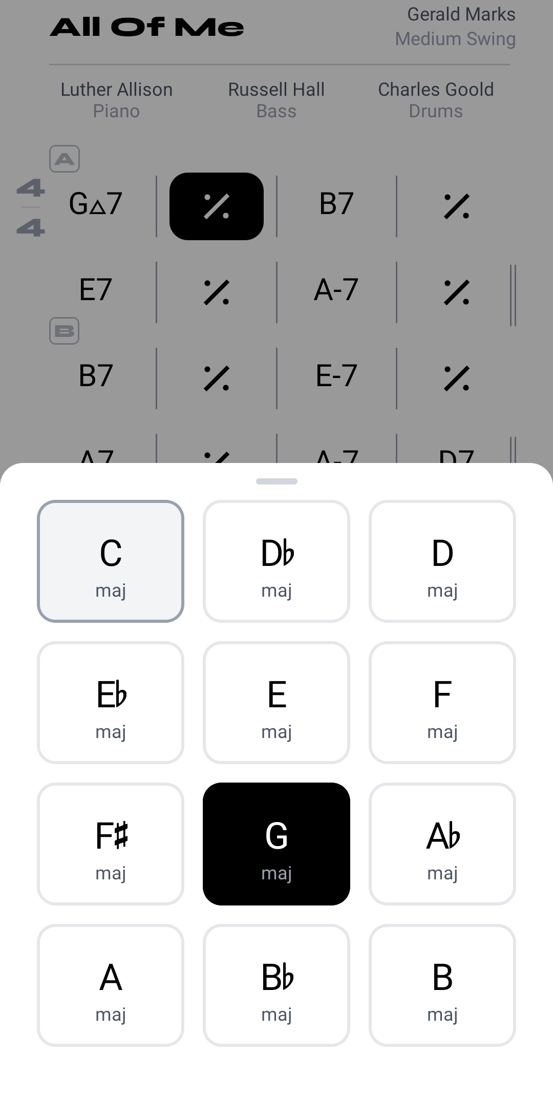 Key transposition interface